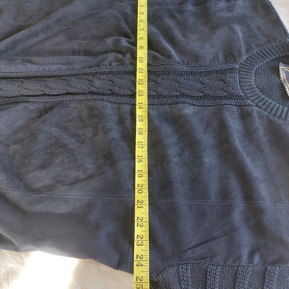 Vintage Italy Genuine Leather Men's Black Wool Knitted Sweater US-XXXL /EU-54 - Picture 7 of 9